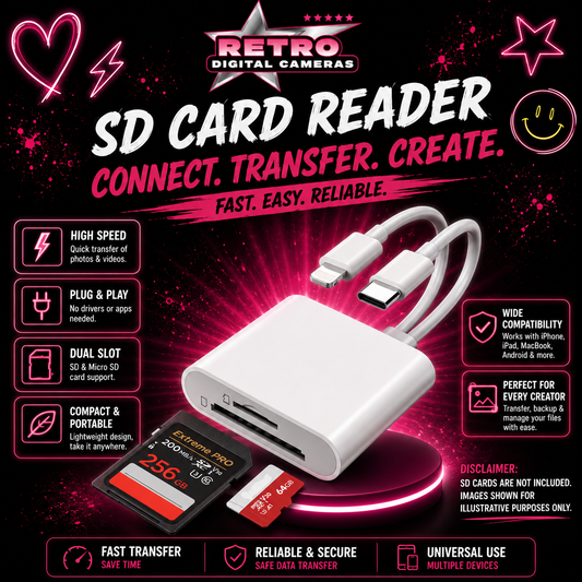 SD Card Adapter/Reader for iPhone/Android Phones & Other Devices Lightning & Type C Port Plug and Play
